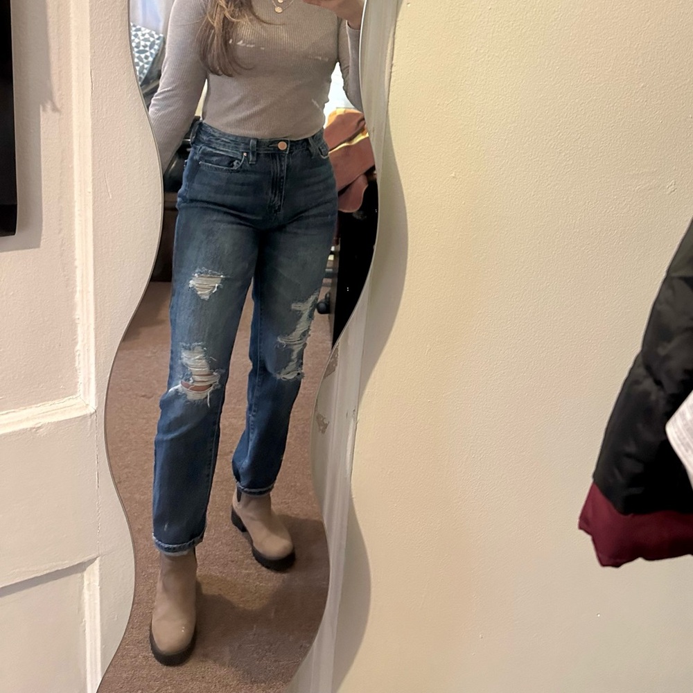 YMI 5/27 Distressed Straight Leg Blue Jeans